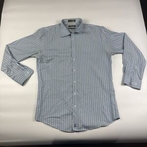 Nordstrom Blue Green Striped Dress Shirt Men's 16.5 34/35 Trim Fit
